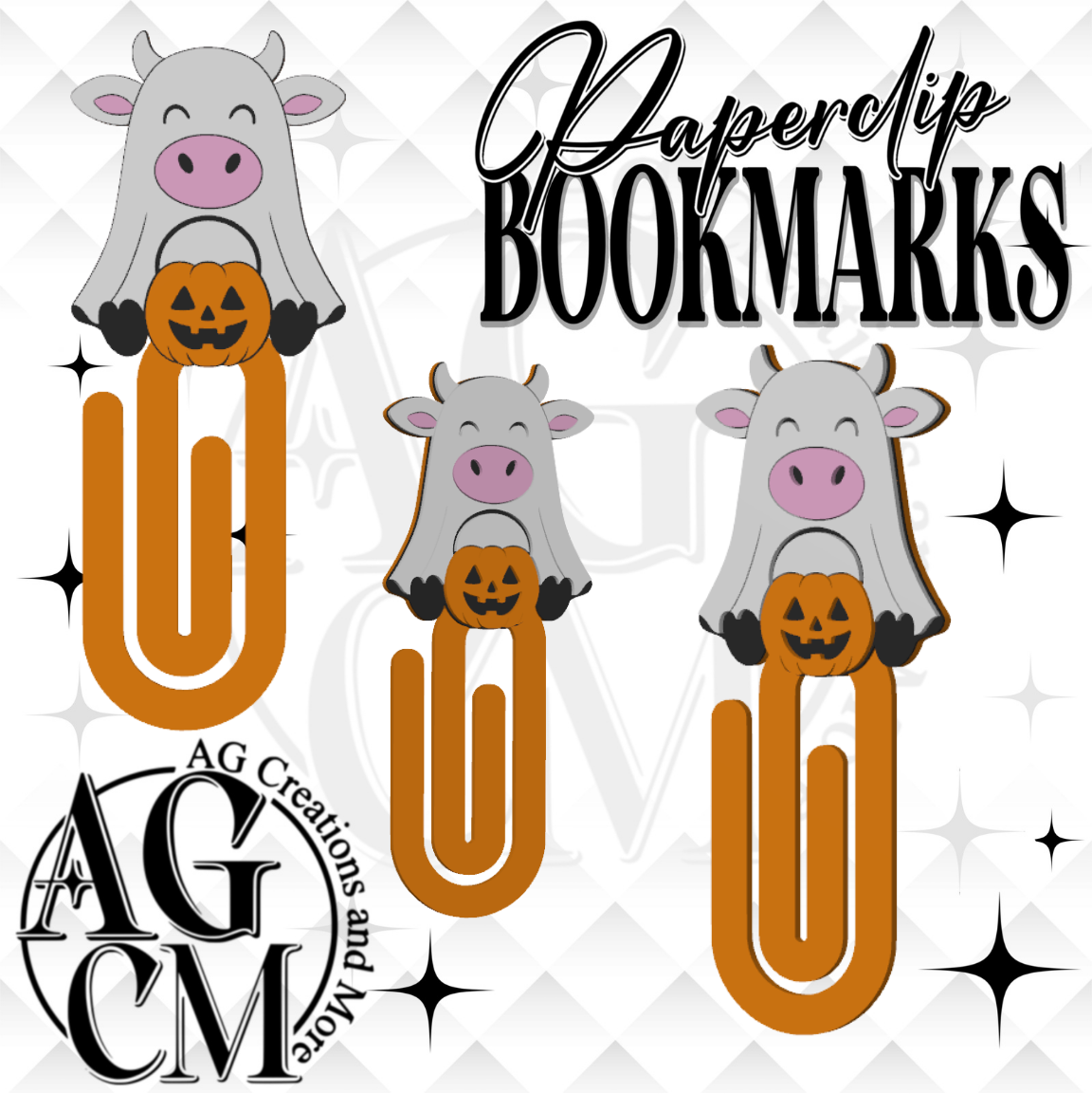 Ghost cow 3D Paperclip / Bookmarks (wholesale)