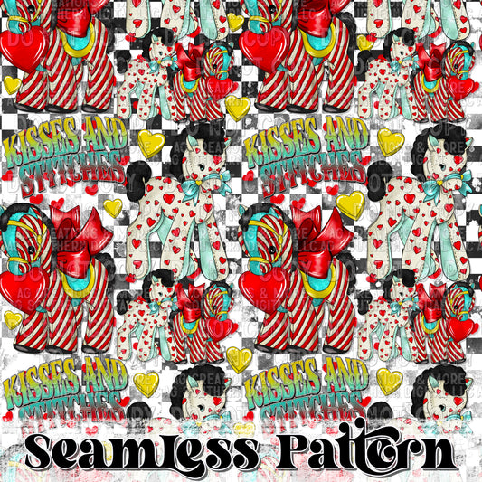 Kisses and Stitches Seamless Pattern