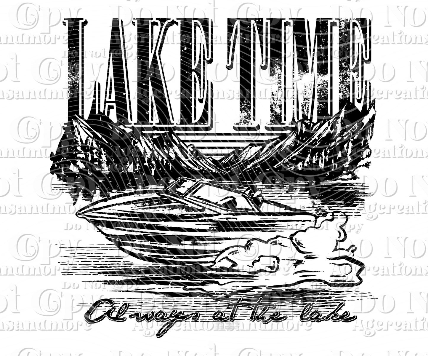 Lake time single color digital download png