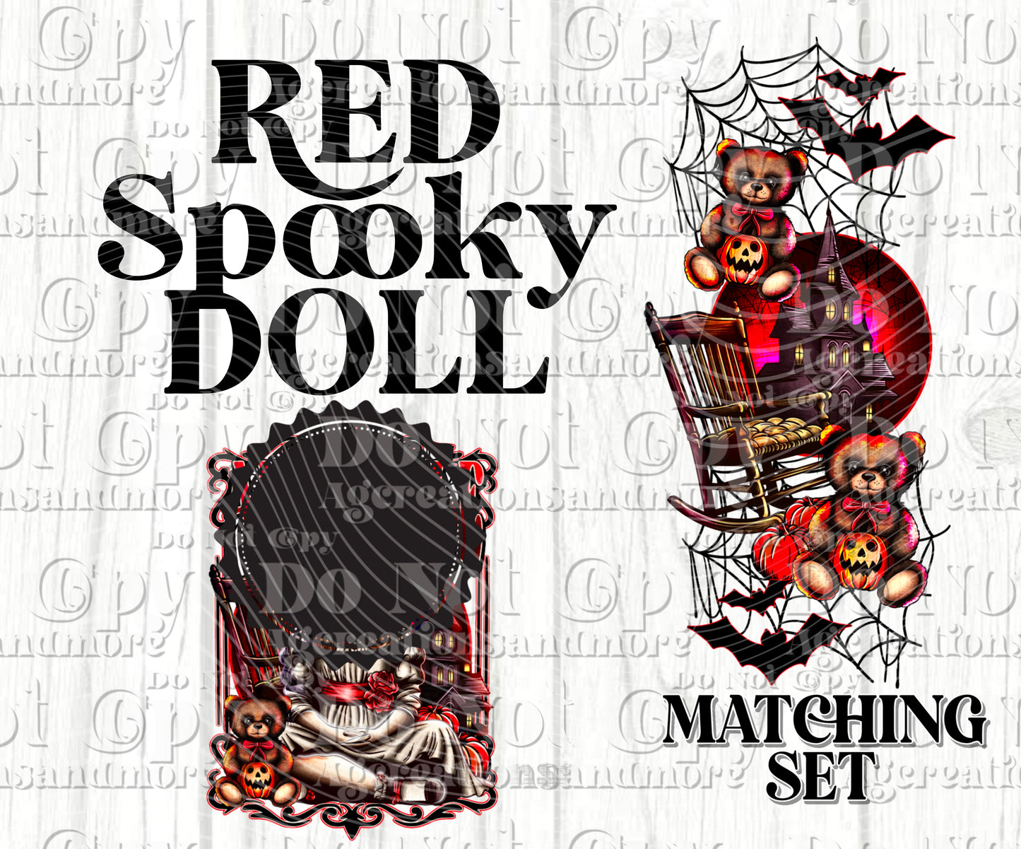 Halloween red toy set Digital Download PNG