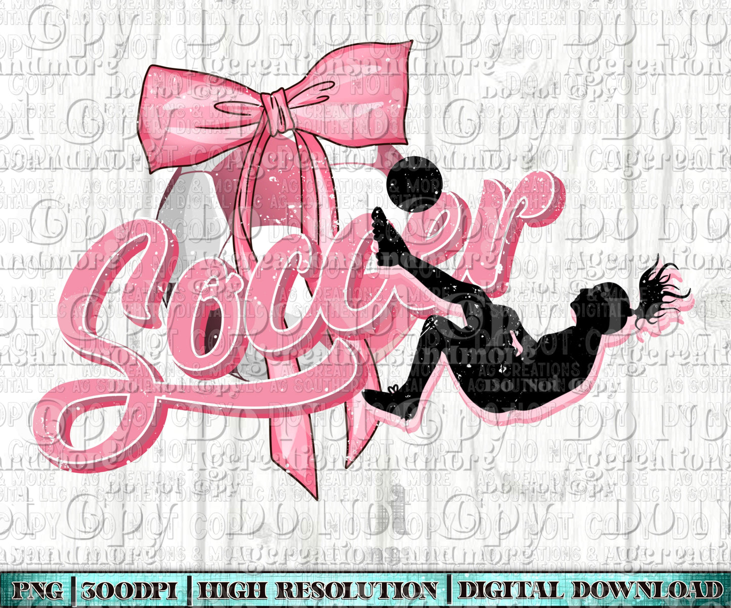 Girl Soccer Silhouette Bow Digital Download