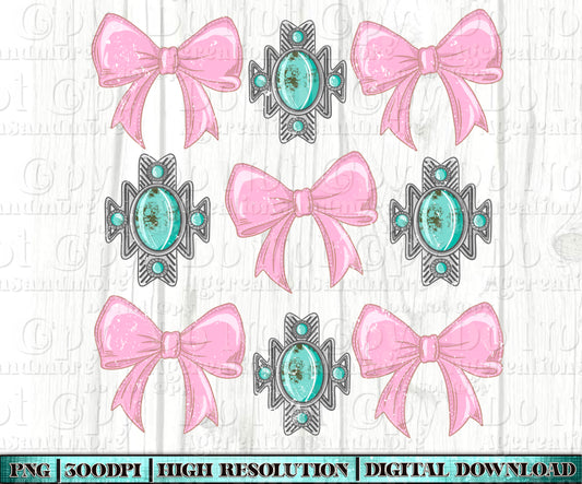 Bows and turquoise Digital Download