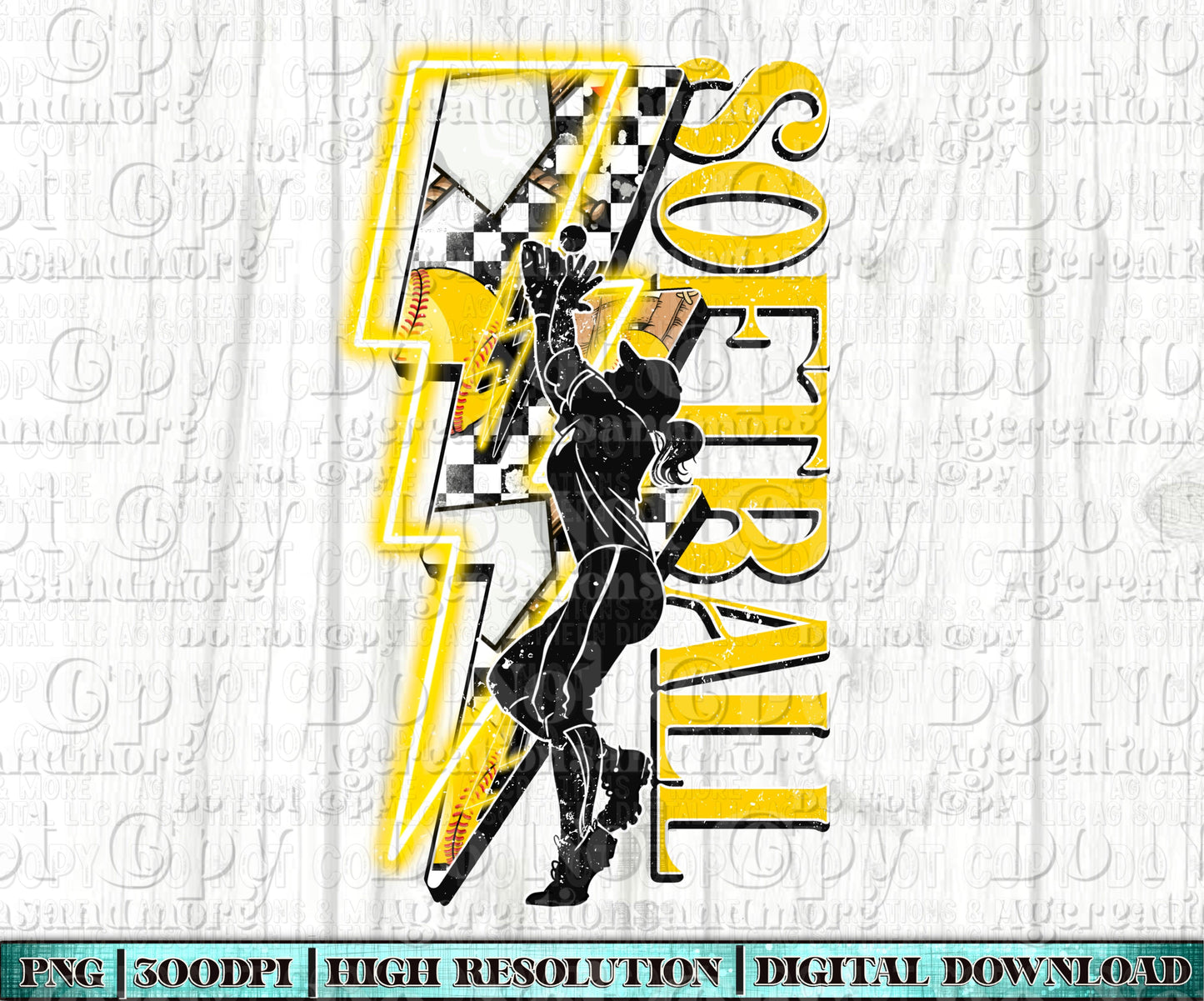 Softball lightning bolt Digital Download