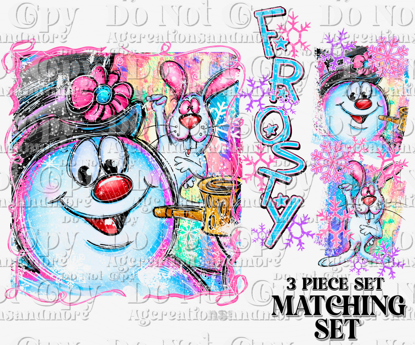 3 set Snowman Digital Download PNG