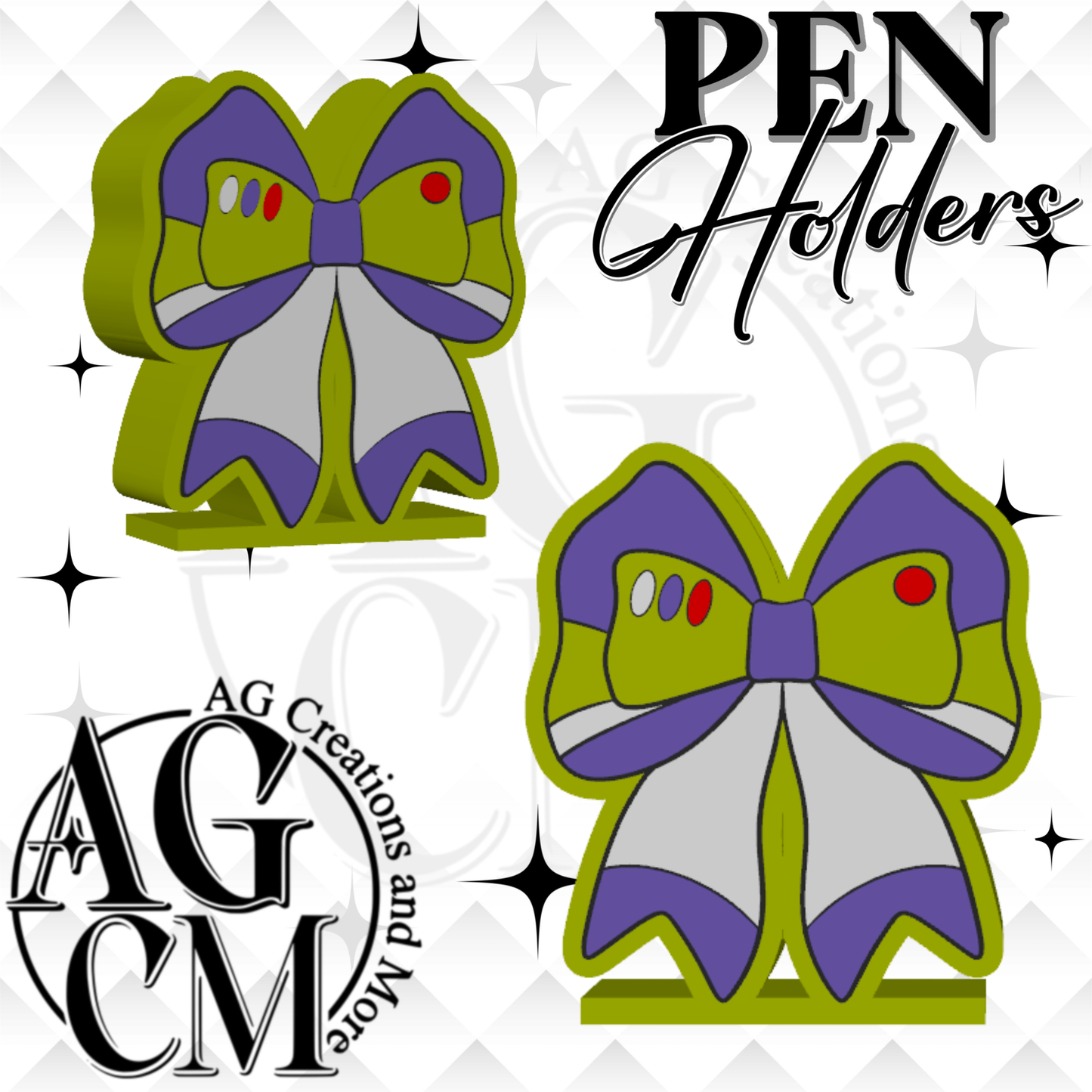 Purple Bow 3D Pen Holders (wholesale)