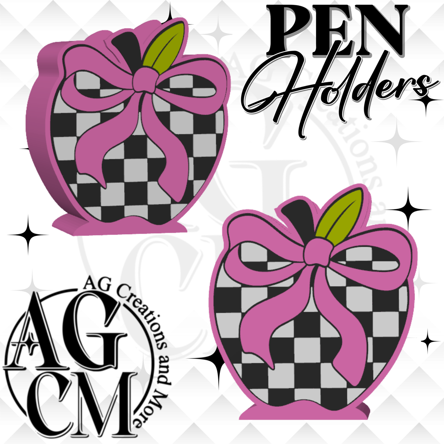 Checker Apple 3D Pen Holder 3MF / STL File