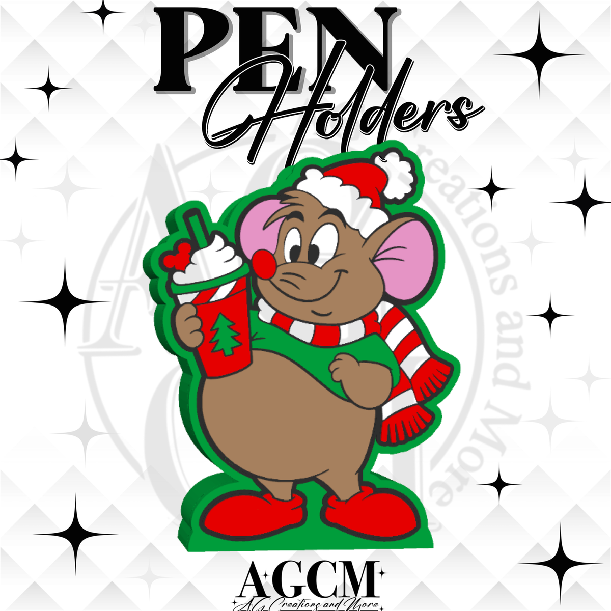 Christmas Mouse 3D Pen Holder 3MF / STL File