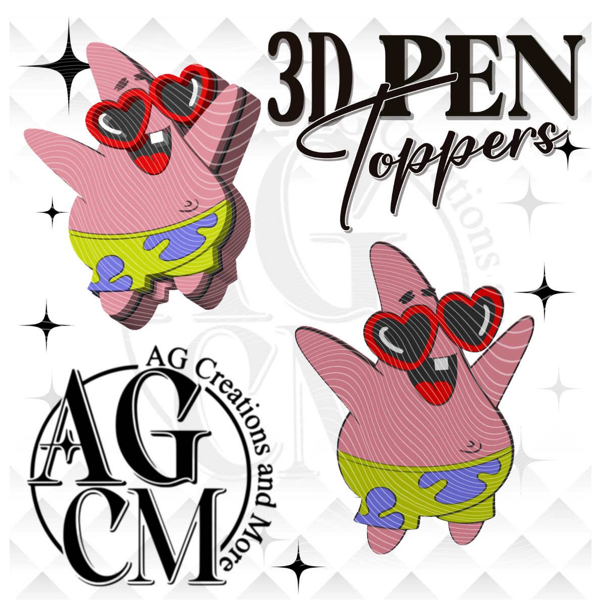 Pink Starfish 3D Pen Toppers 3MF File