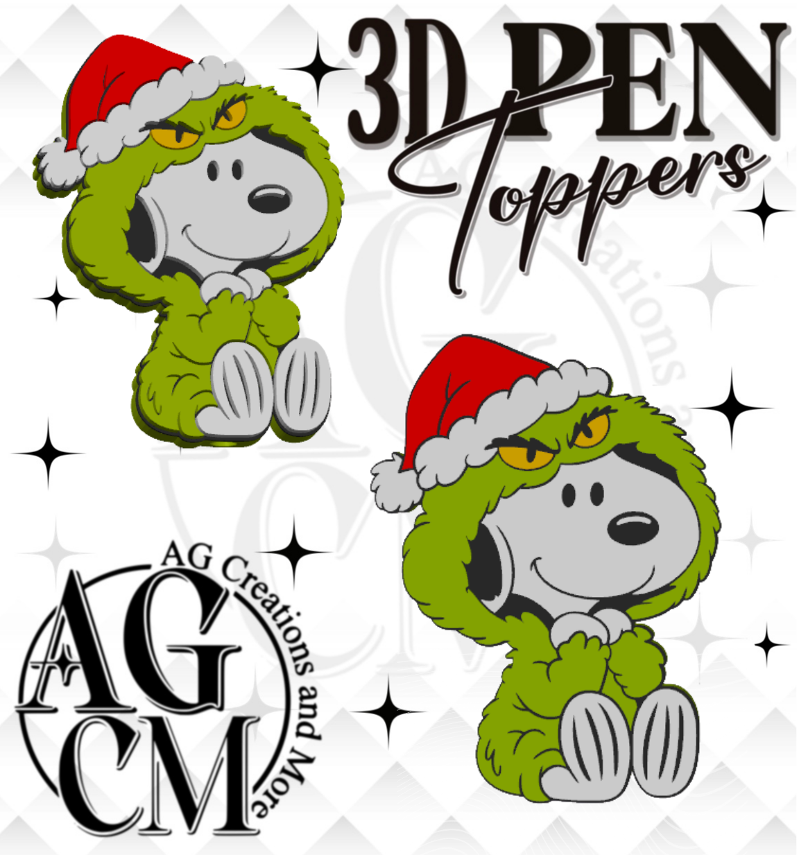 G- Christmas Pup 3D Pen Toppers (wholesale)