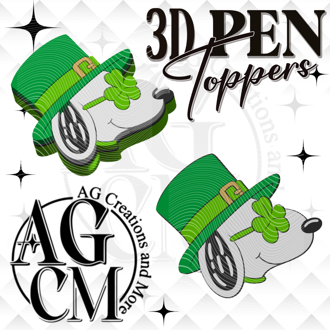 Puppy Shamrock Pen Toppers 3MF File