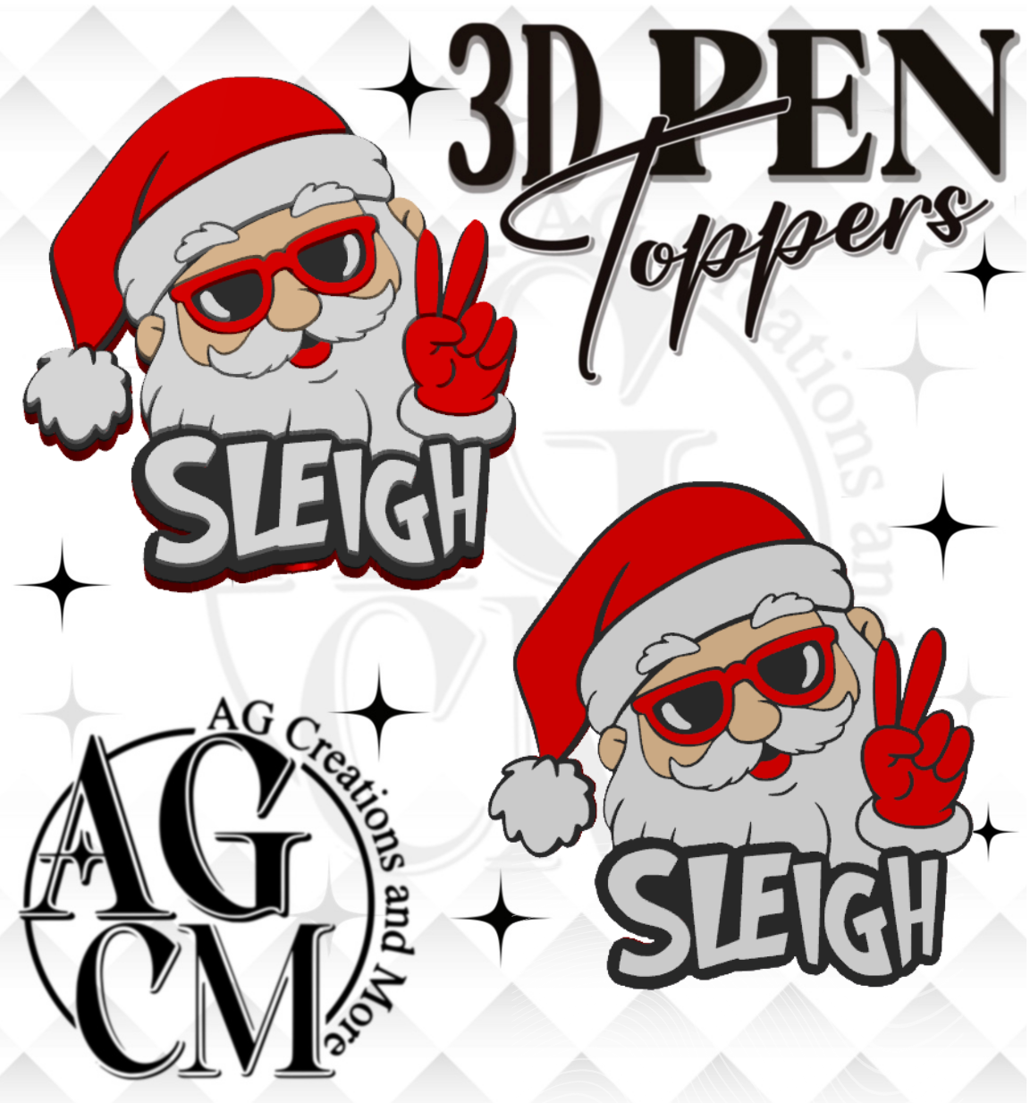 Santa Sleigh 3D pen Toppers 3MF File