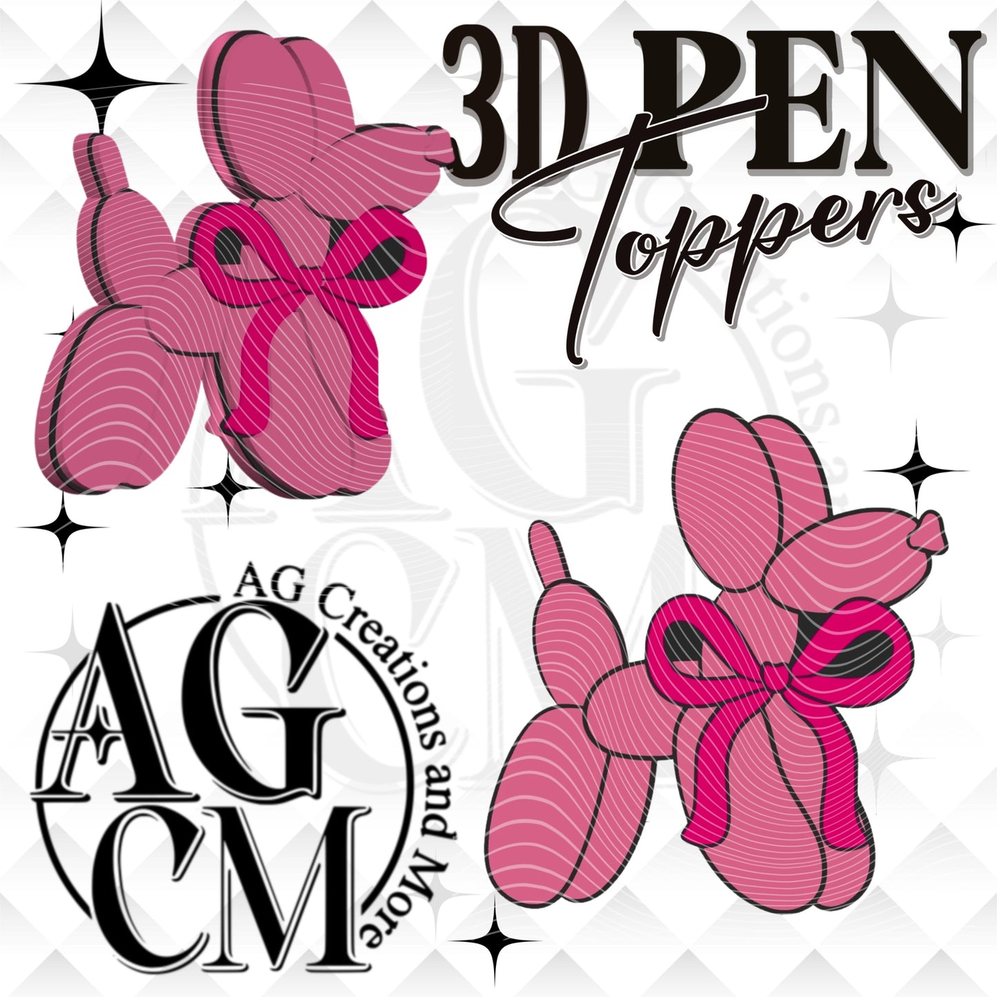 Balloon Dog 3D Pen Toppers (wholesale)