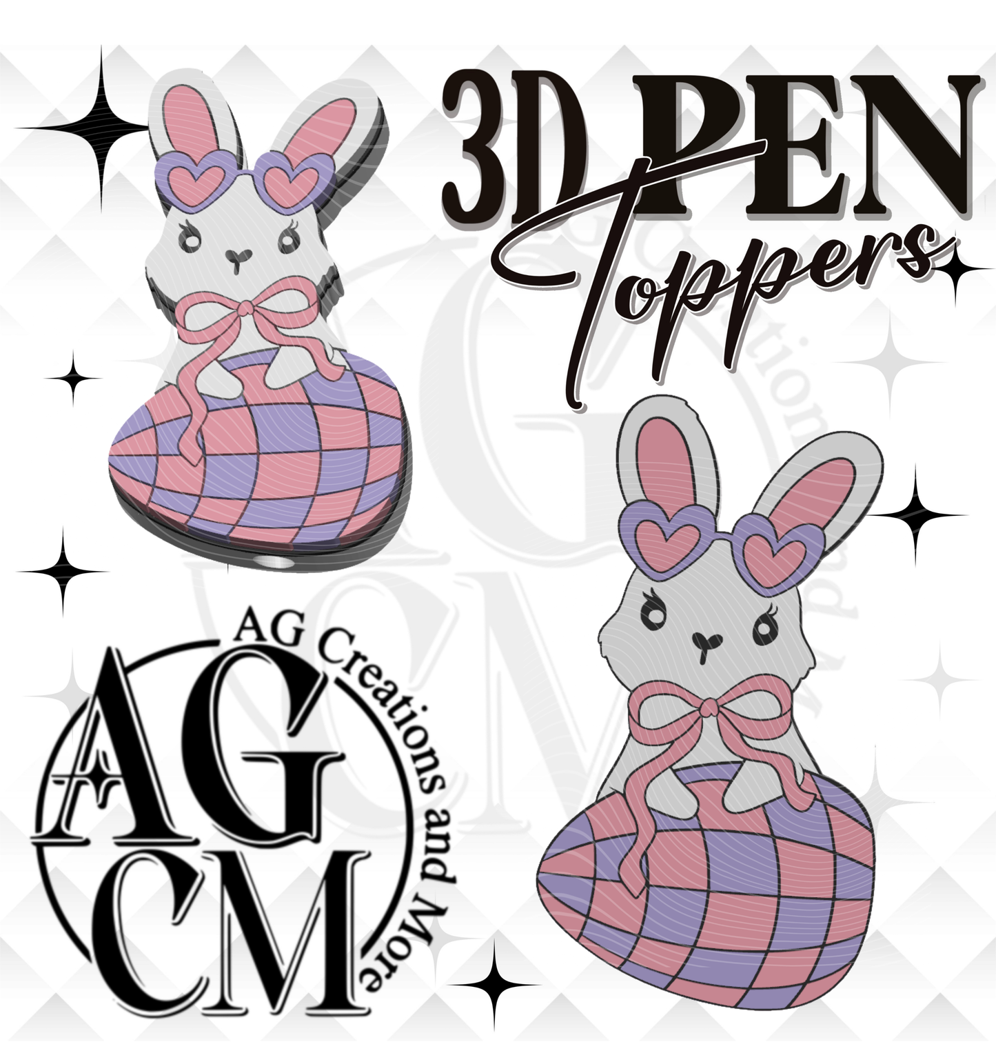 Bunny bow Checker Egg Pen Toppers (wholesale)