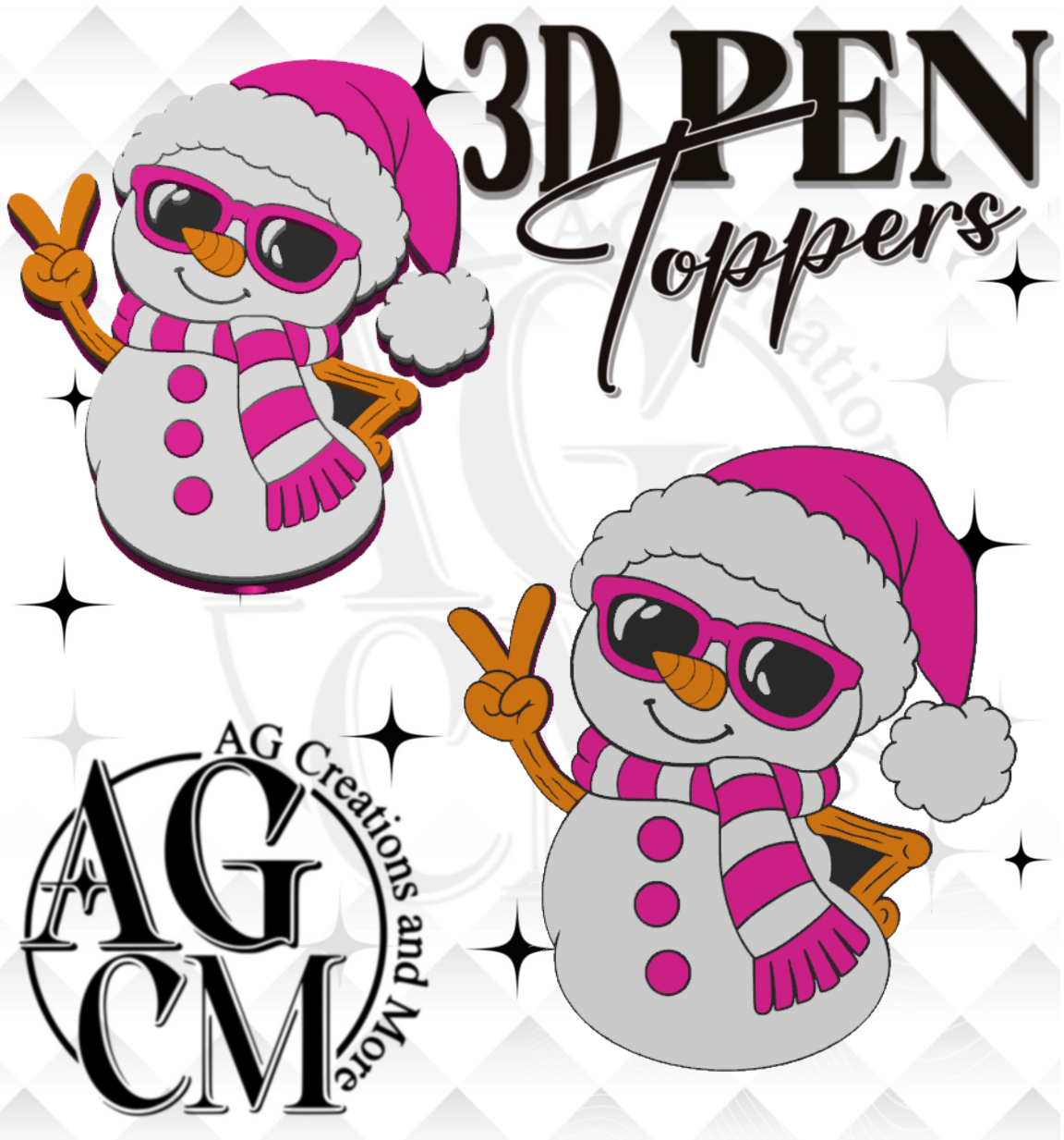 Snowman 3D pen Toppers 3MF File