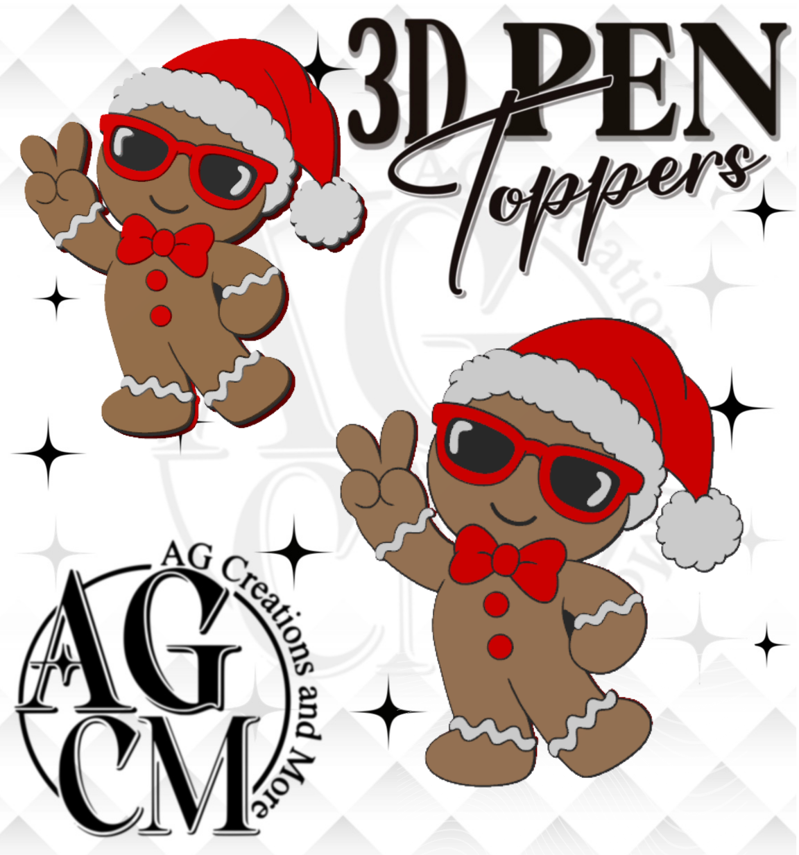 Gingerbread 3D pen Toppers 3MF File