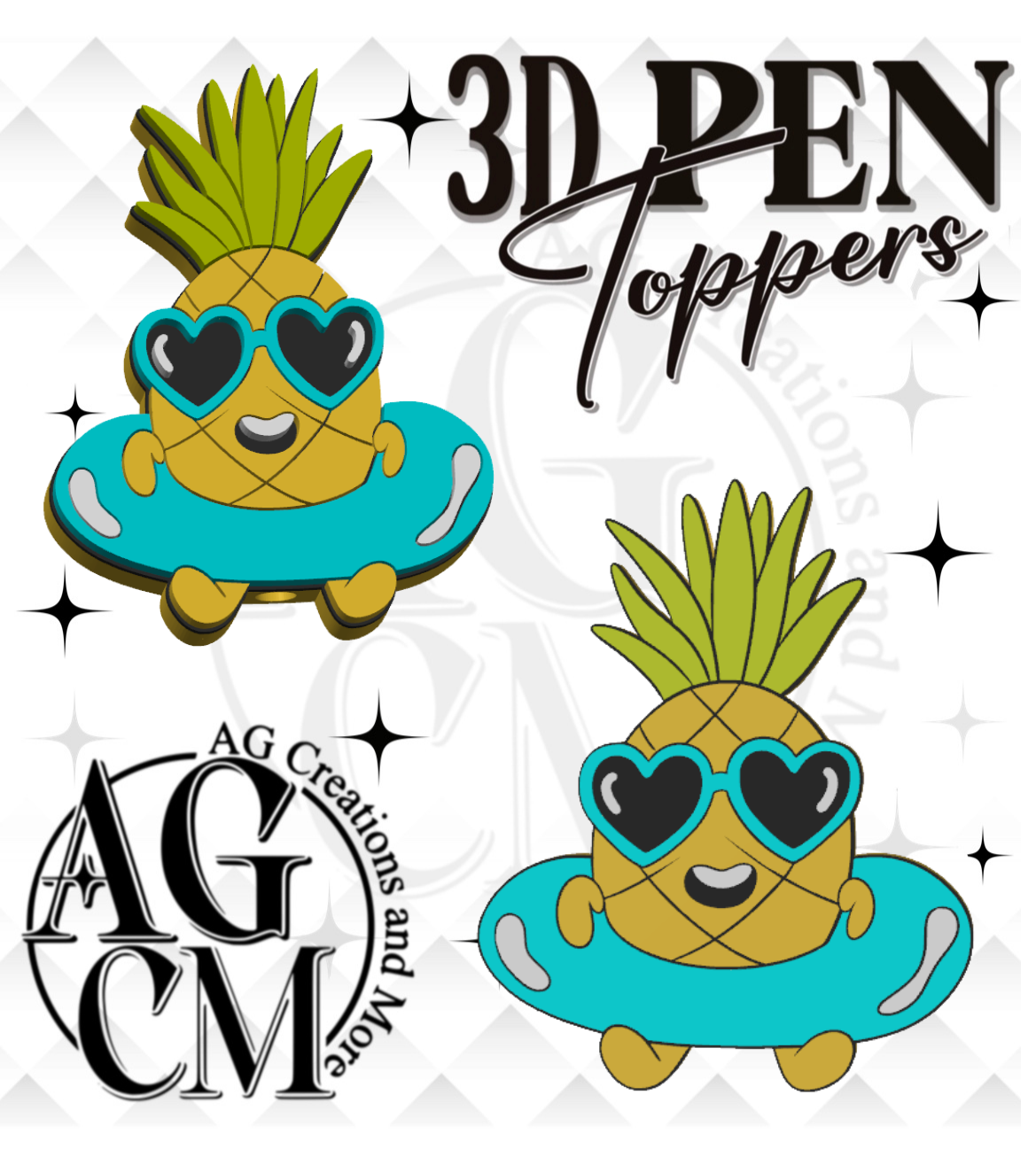 Pineapple 3D pen Toppers 3MF File