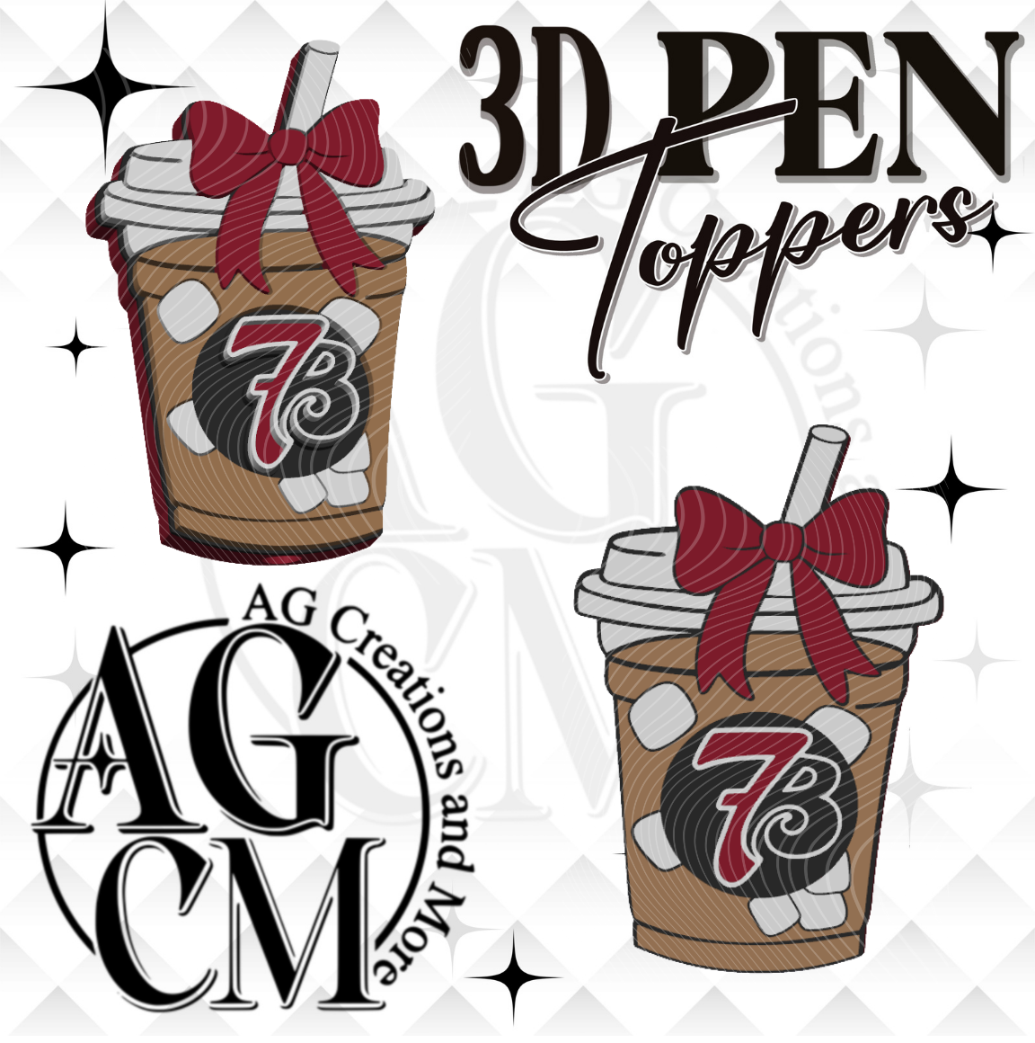 Marron Ice Coffee Drink 7B 3D Pen Toppers (wholesale)