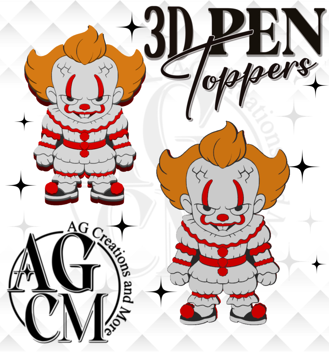 Clown 3D Pen Toppers (wholesale)