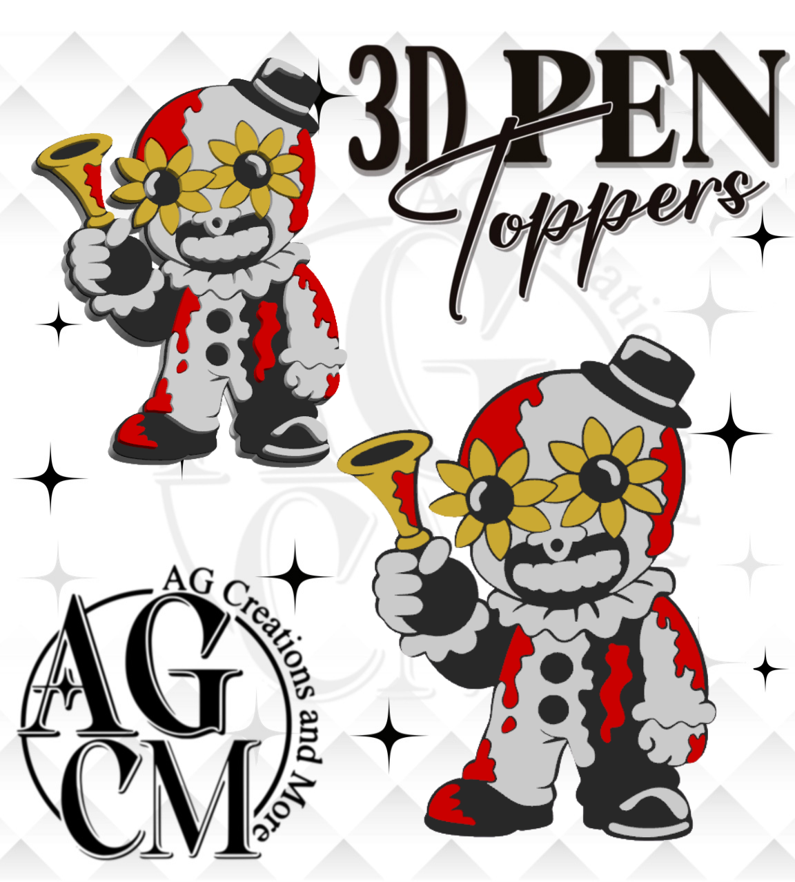 Terrifying Clown 3D Pen Toppers (wholesale)
