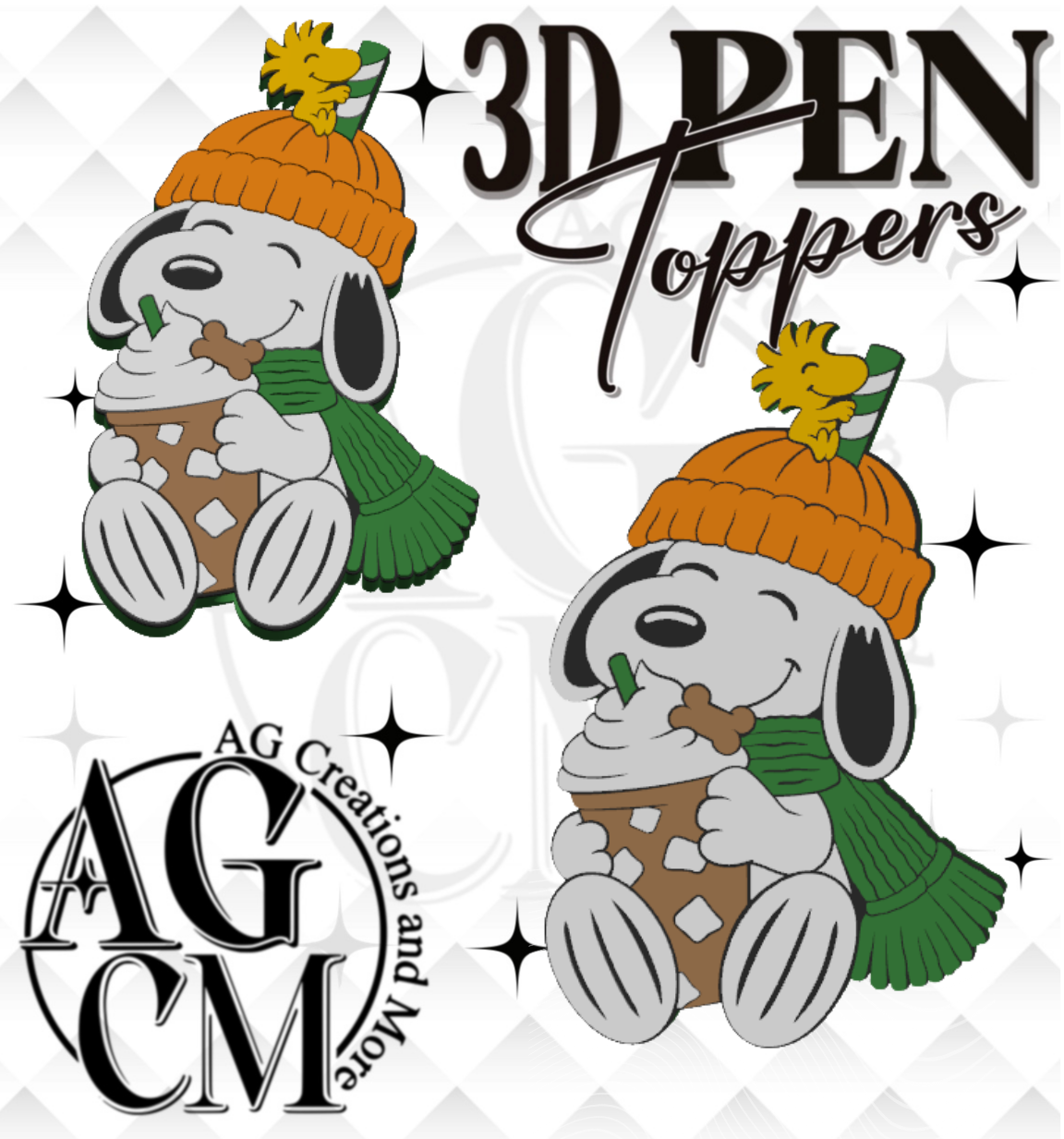 Green Pup 3D pen Toppers 3MF File