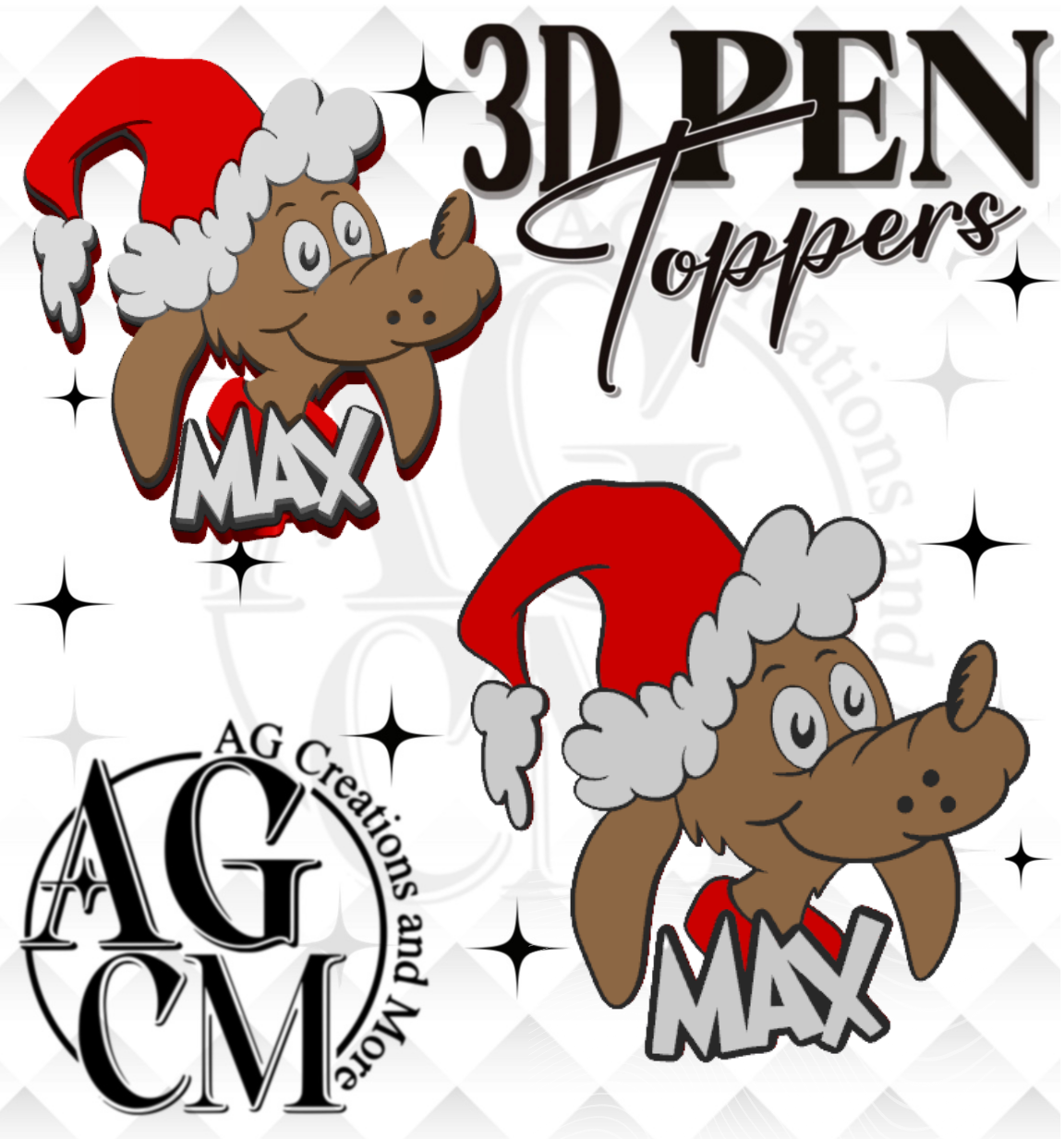 G-Xmas dog 3D pen Toppers 3MF File
