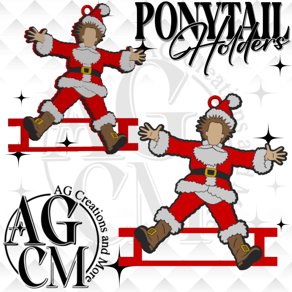 Crazy Santa 3D Ponytail Holder (wholesale)