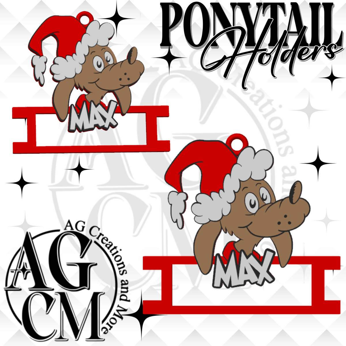 G-Xmas dog 3D Ponytail Holder 3MF File