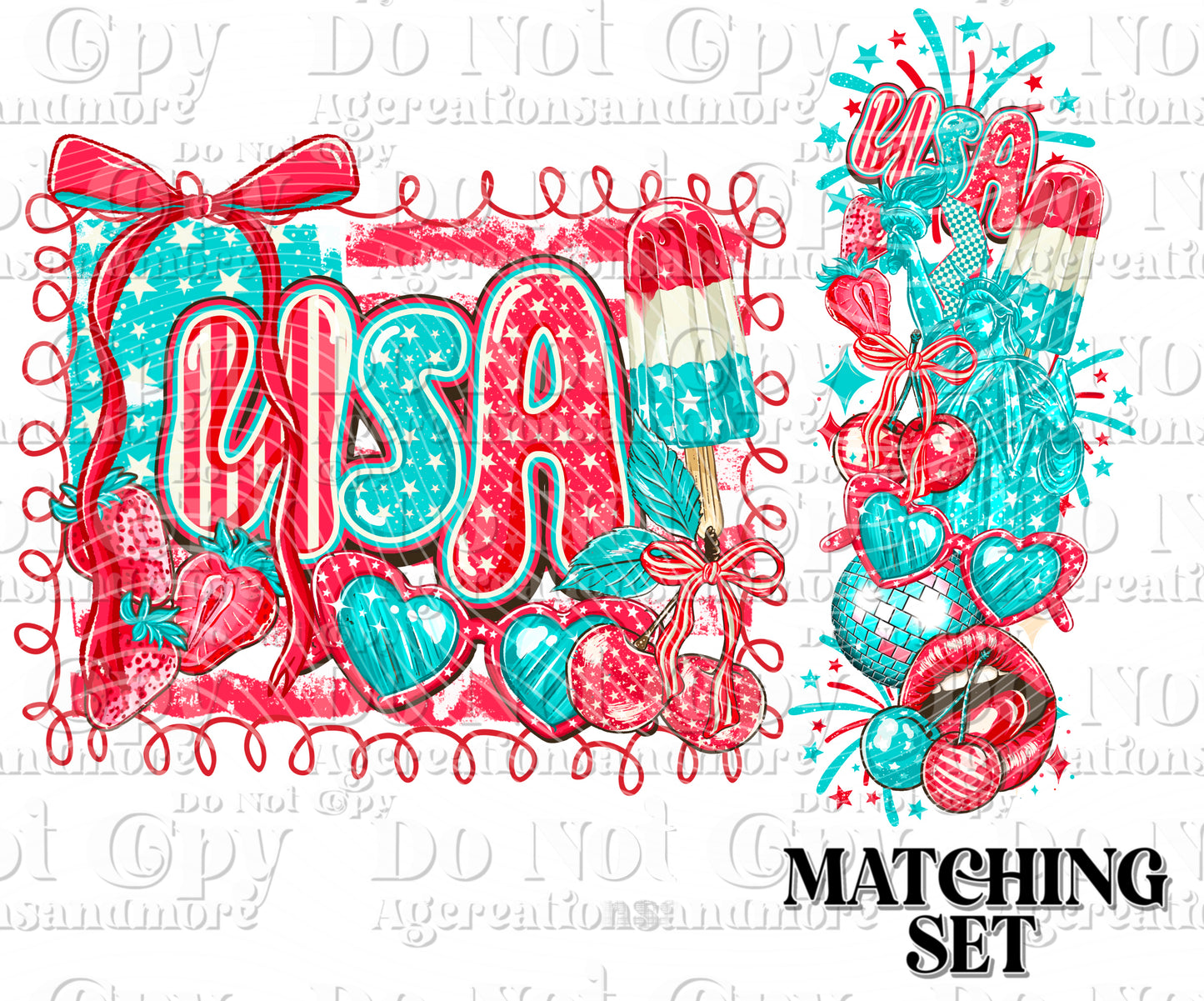 Retro USA Set Digital Download PNG