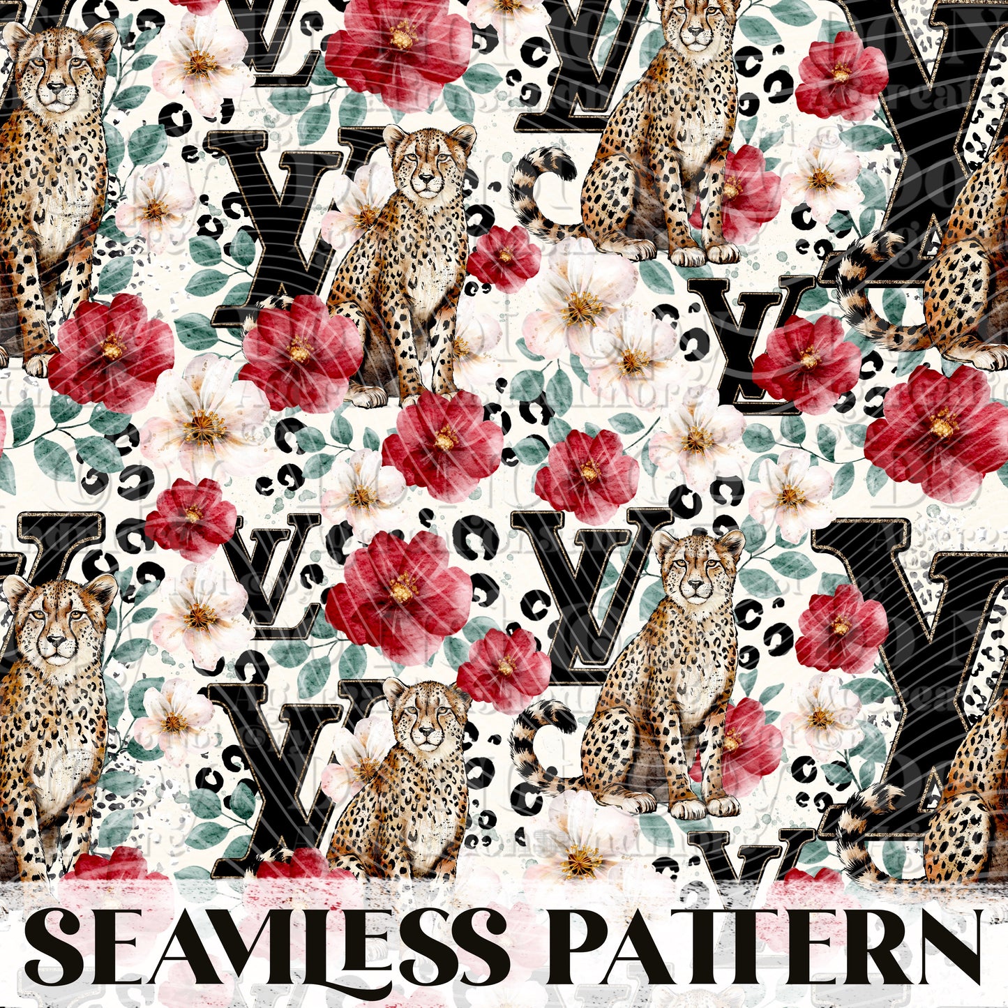 Boujee Cheetah Seamless Pattern PNG