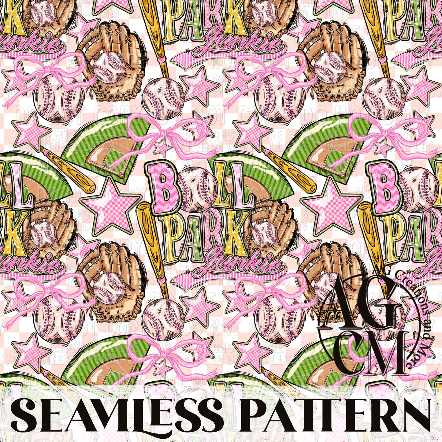 Ball park junkie Seamless Pattern PNG