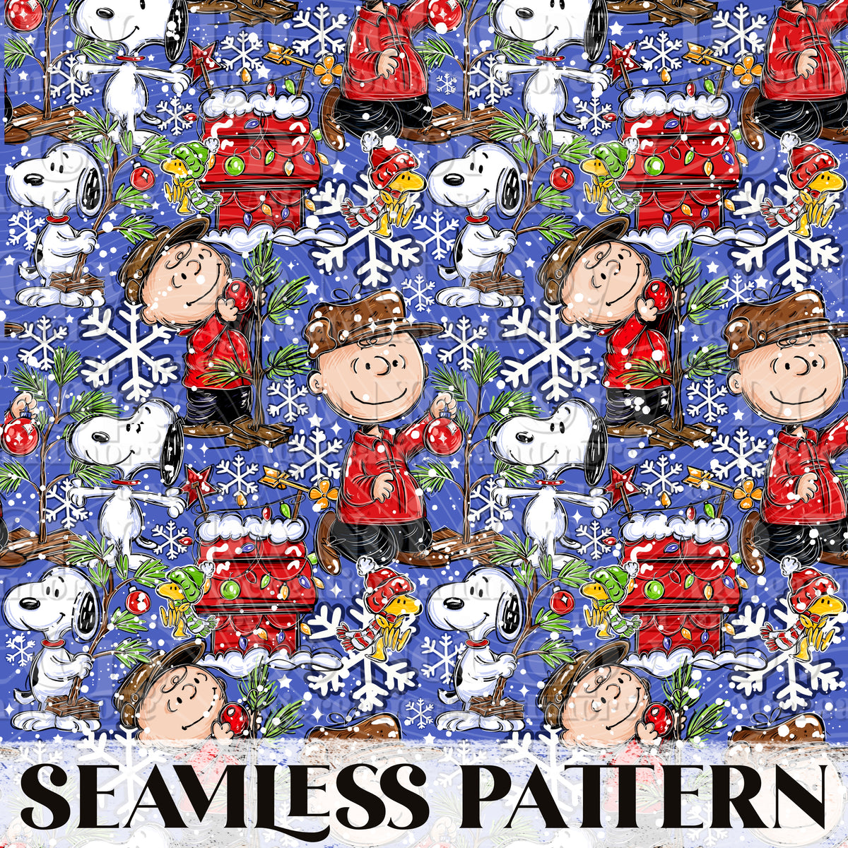 CB Christmas Tree Seamless Pattern PNG