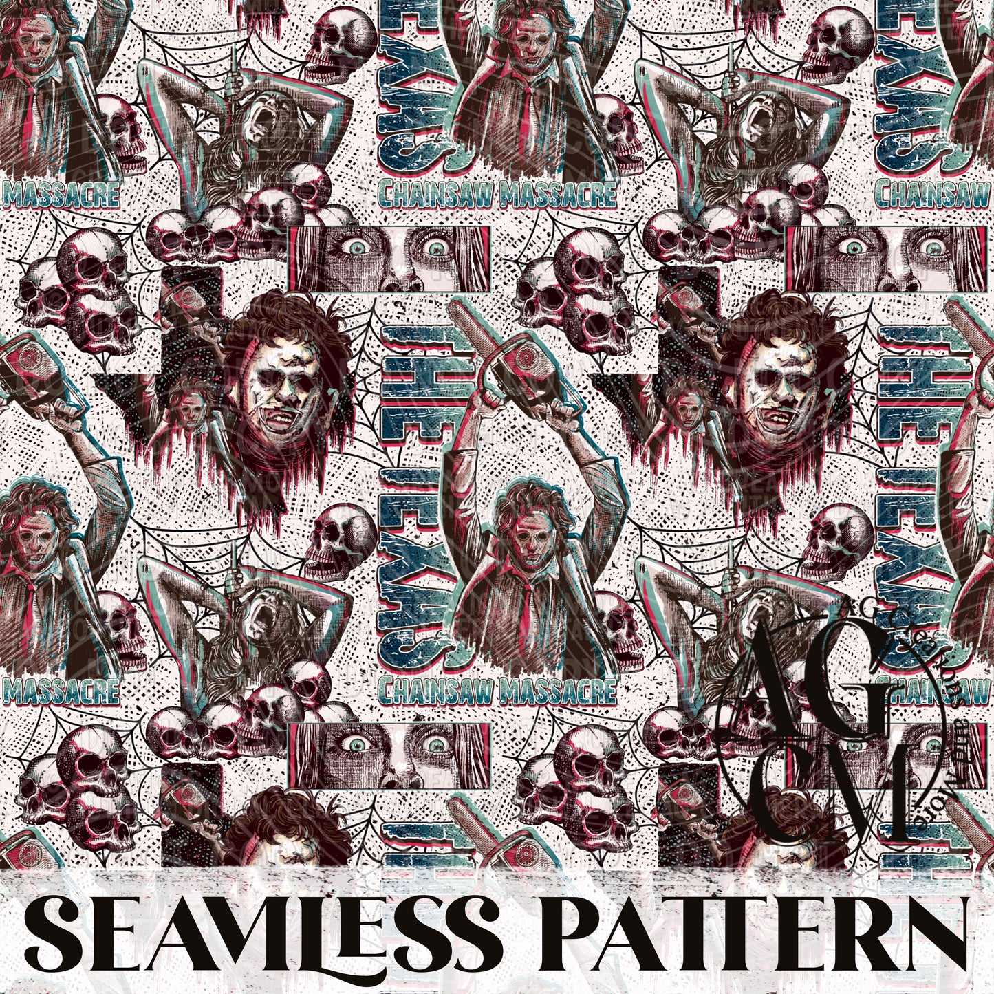 Texas Chainsaw Seamless Pattern PNG