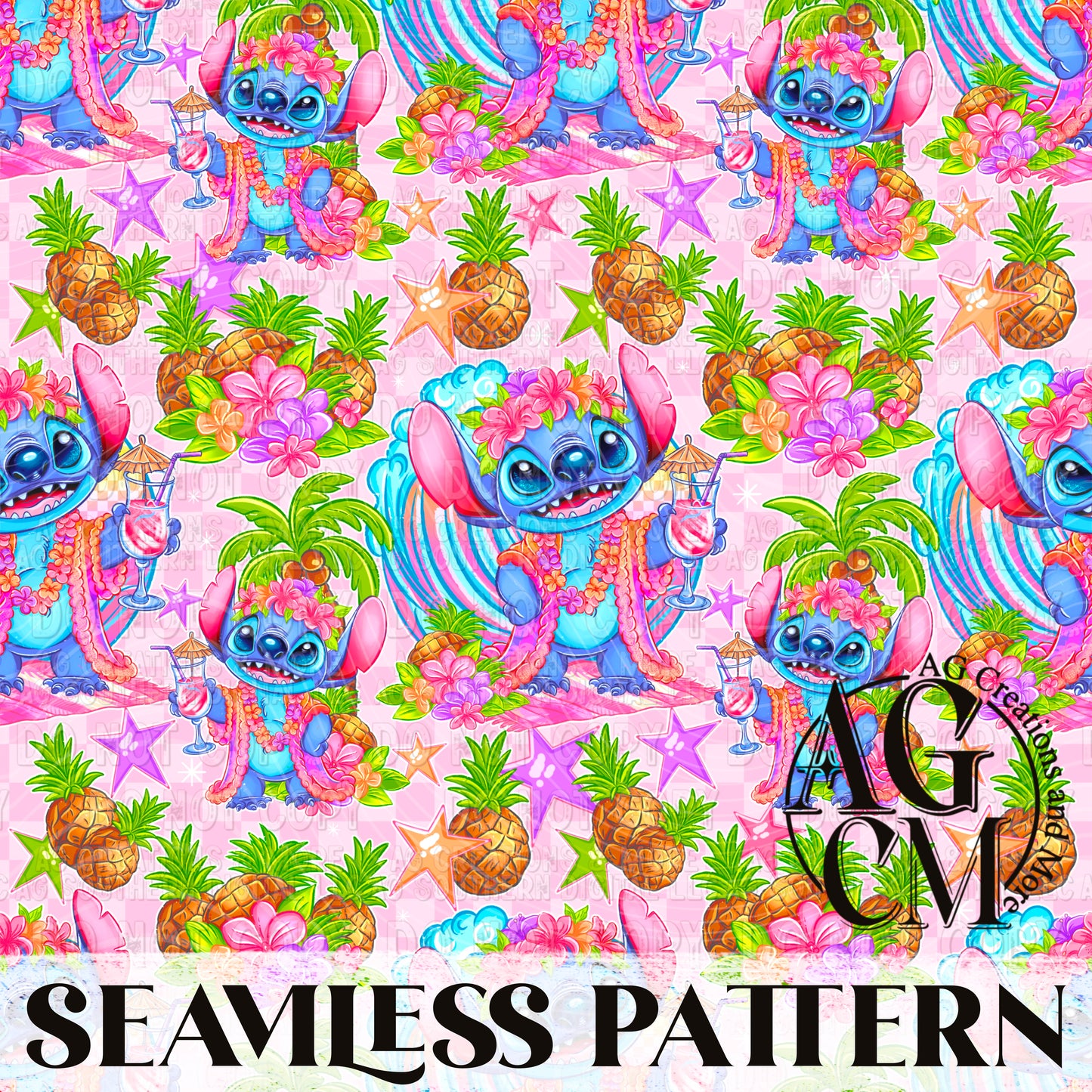 Blue Character Seamless Pattern PNG