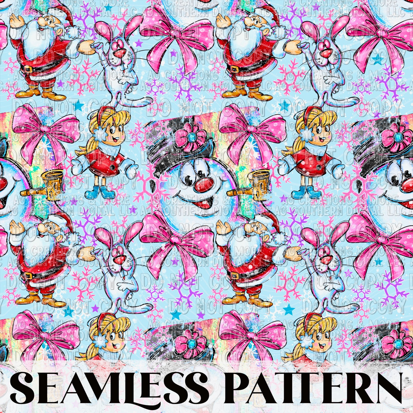 Snowman Seamless Pattern PNG