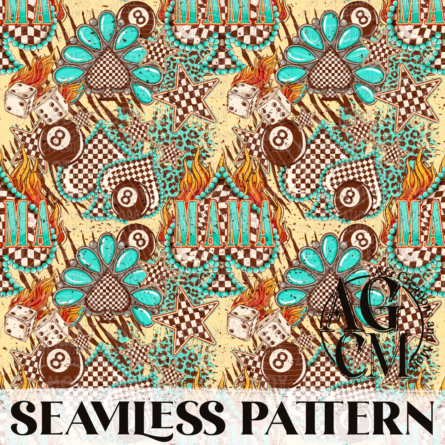 Spades Mama Seamless Pattern PNG
