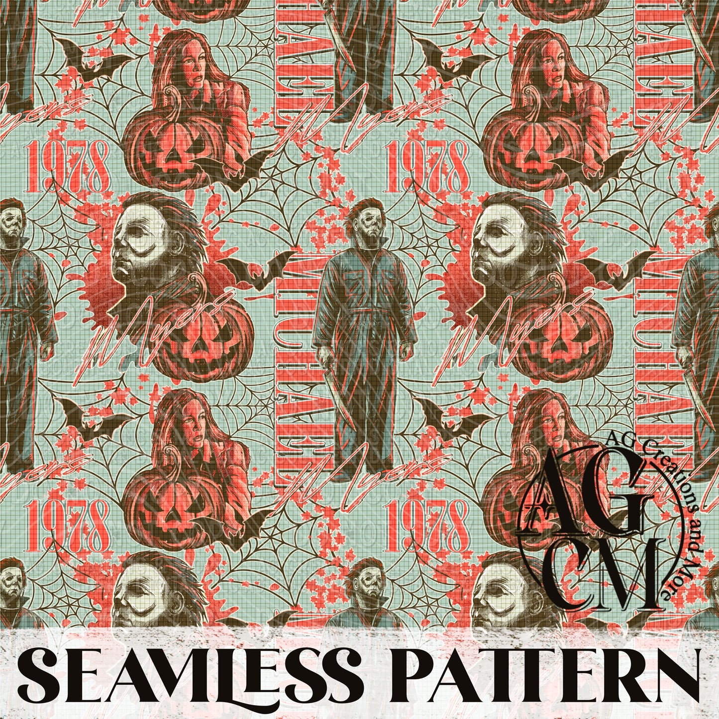 Vintage Michael Seamless Pattern PNG