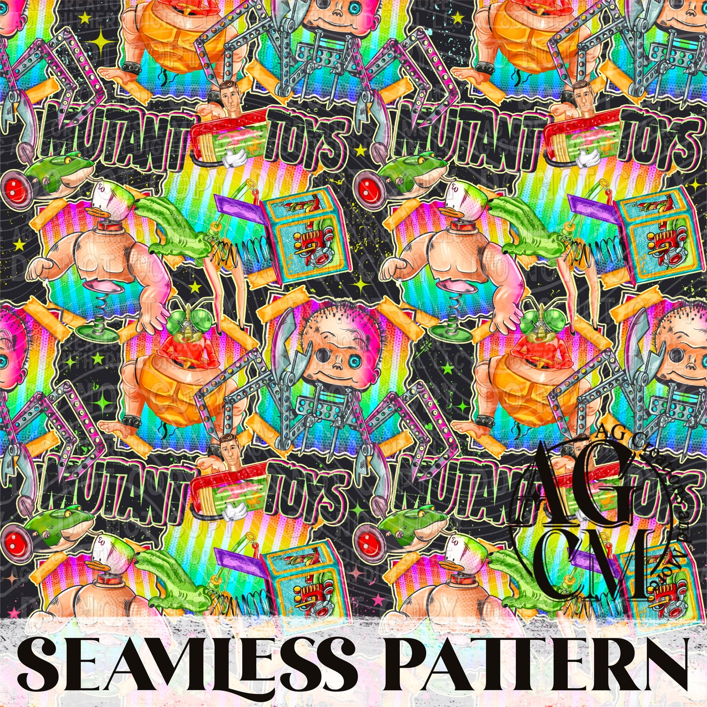 Mutant Toys Seamless Pattern PNG