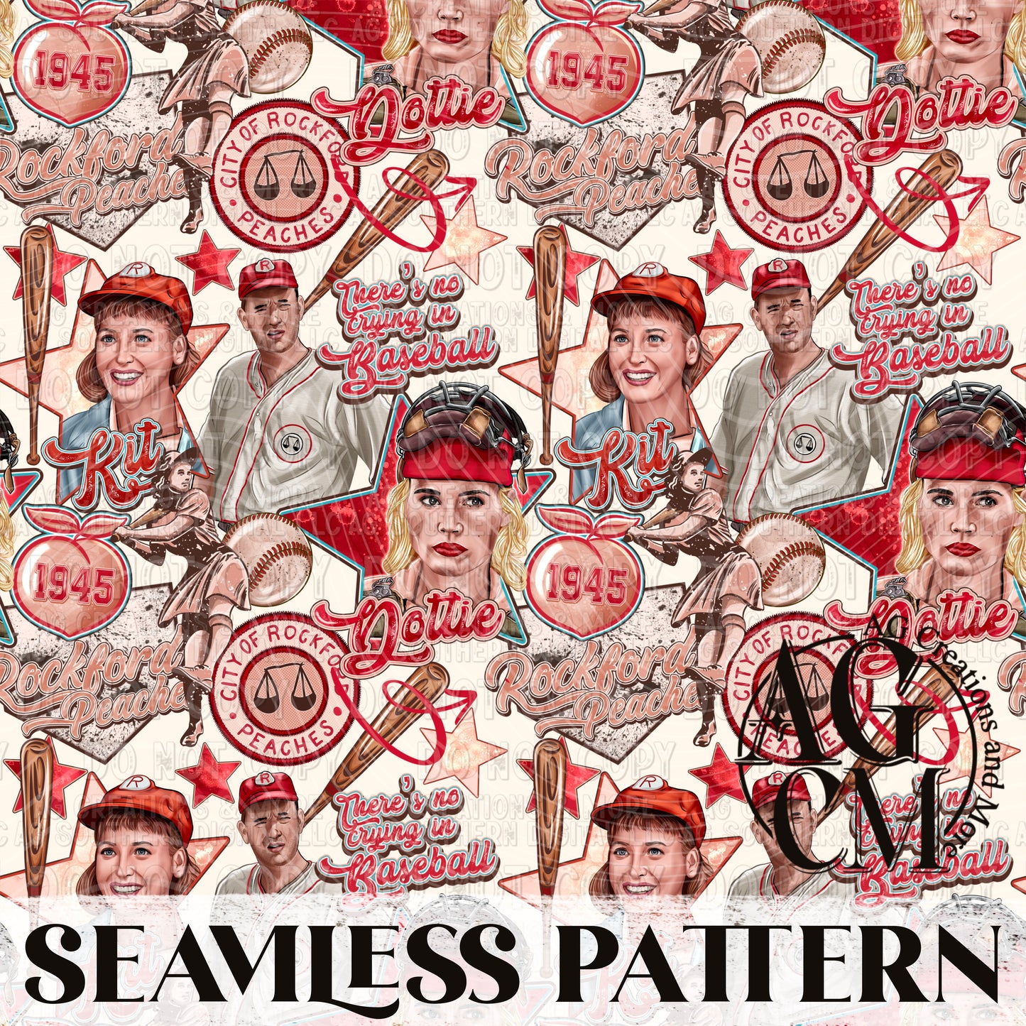 League of her own Seamless Pattern PNG
