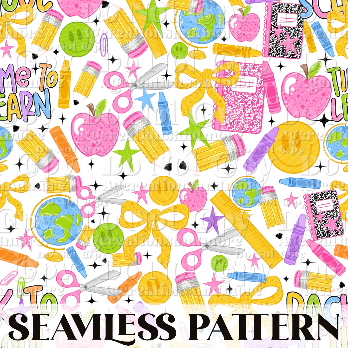 Back to School Seamless Pattern PNG