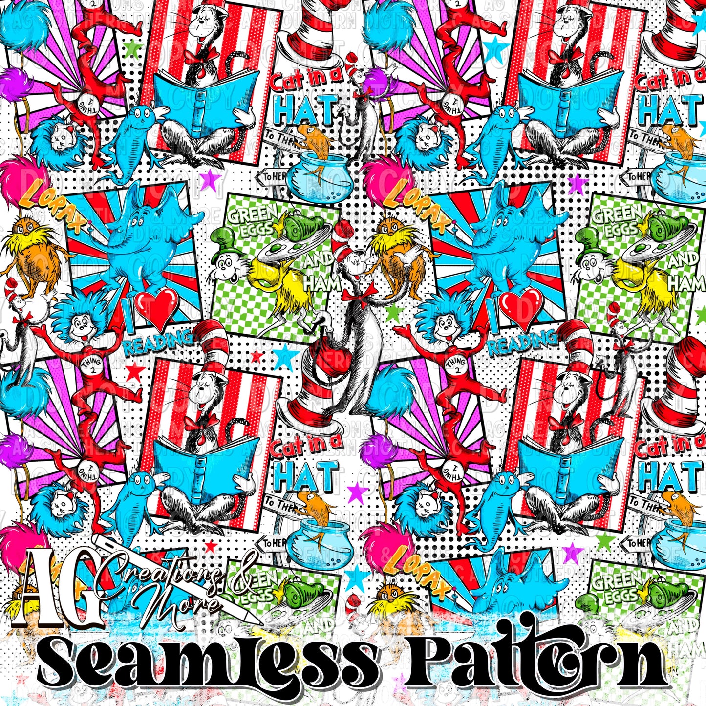 Funny Cat Seamless Pattern