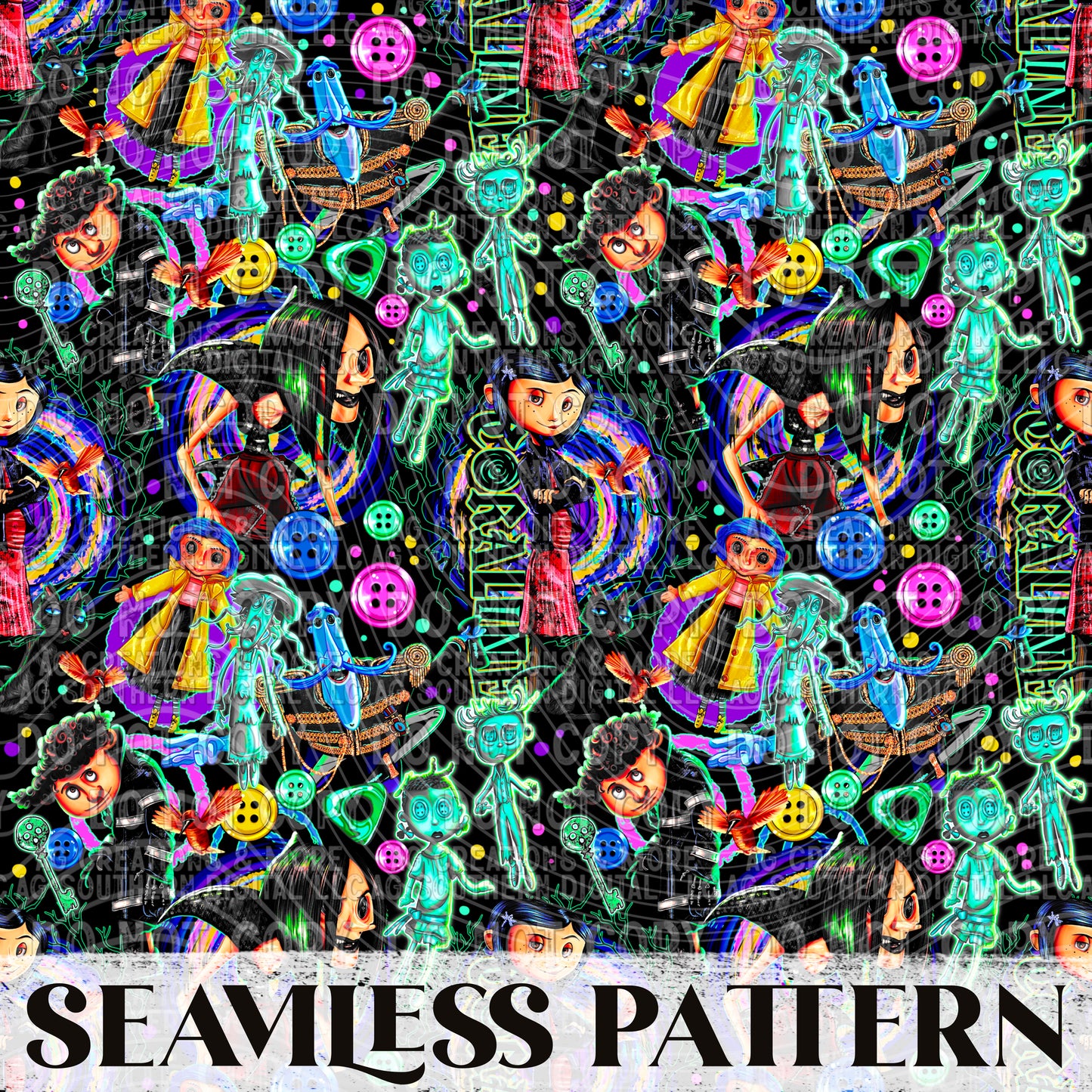 Coral Button Seamless Pattern PNG