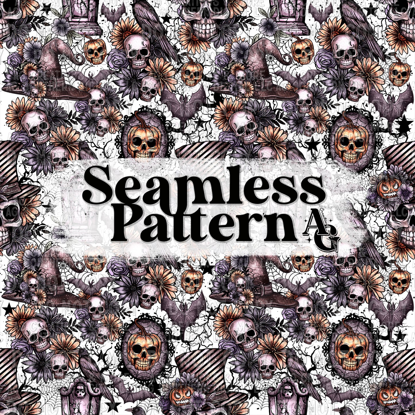 Top Hat skull Seamless pattern