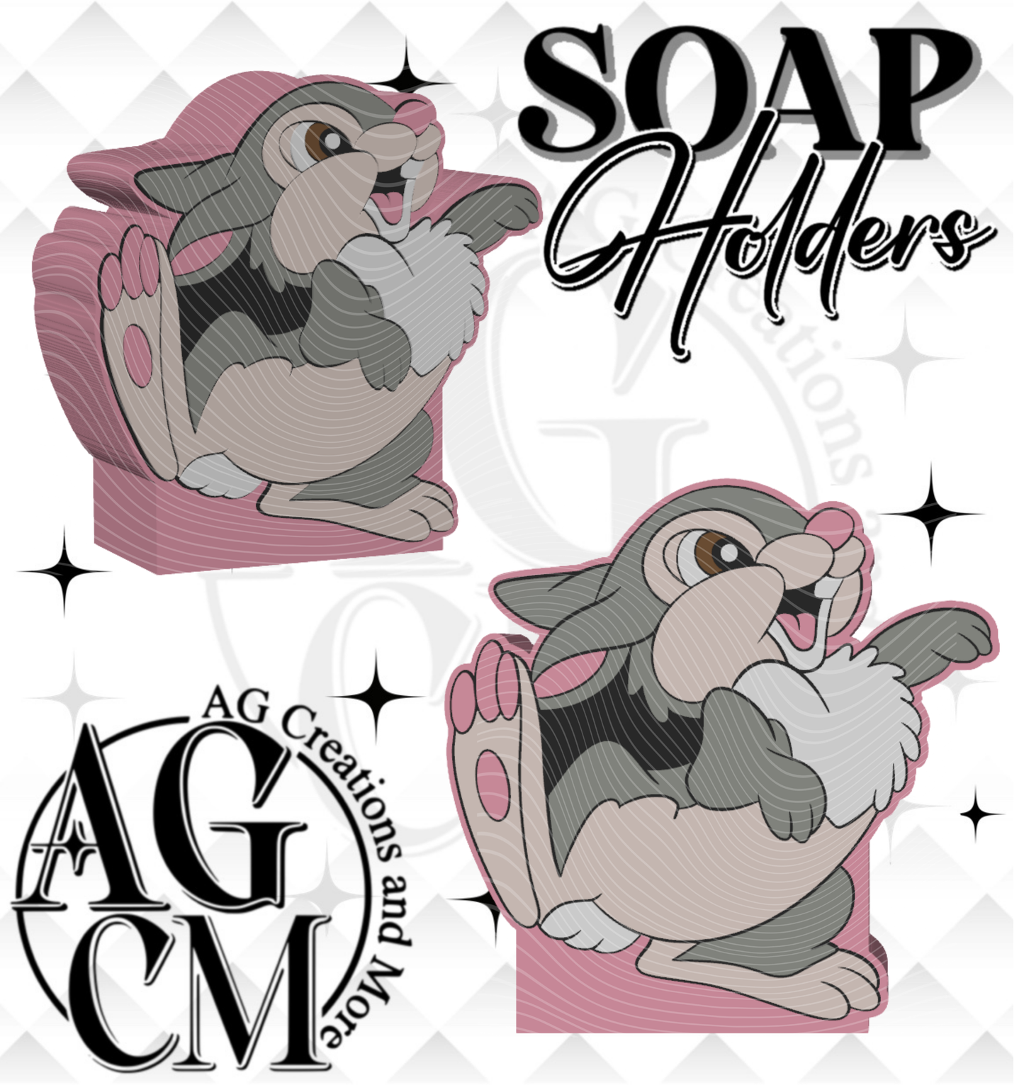 Rabbit 3D Soap Holders STL / 3MF Files