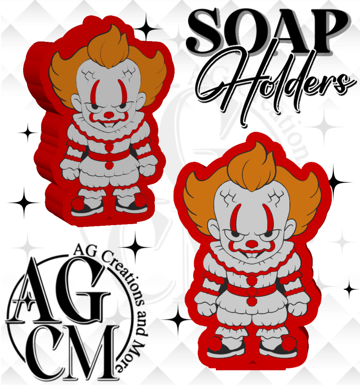 Clown 3D Soap Holders STL / 3MF Files