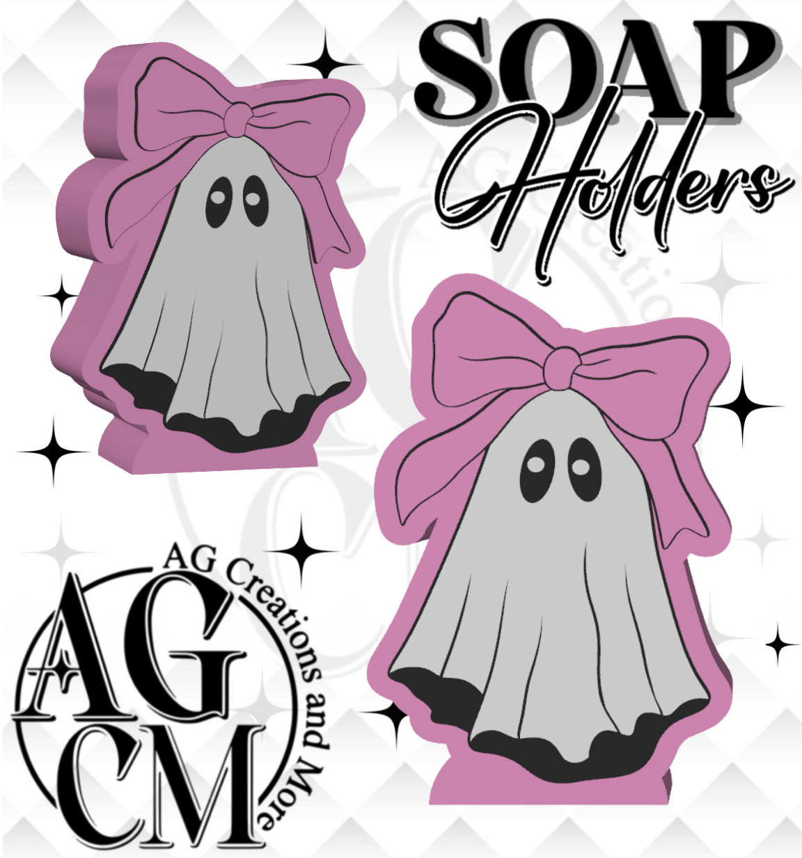 Ghost pink bow 3D Soap Holders (wholesale)