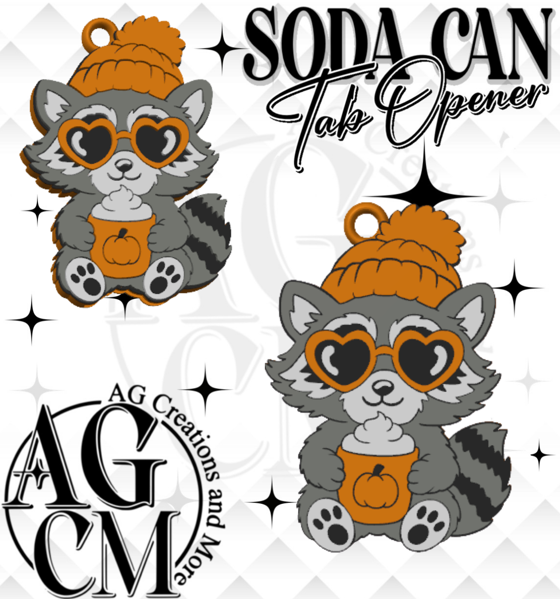Fall Racoon Tab Opener STL 3MF File