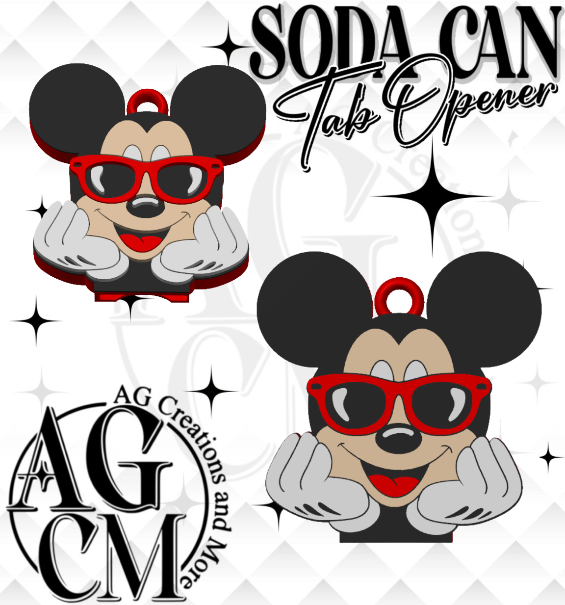 Mouse Glasses Tab Opener STL 3MF File