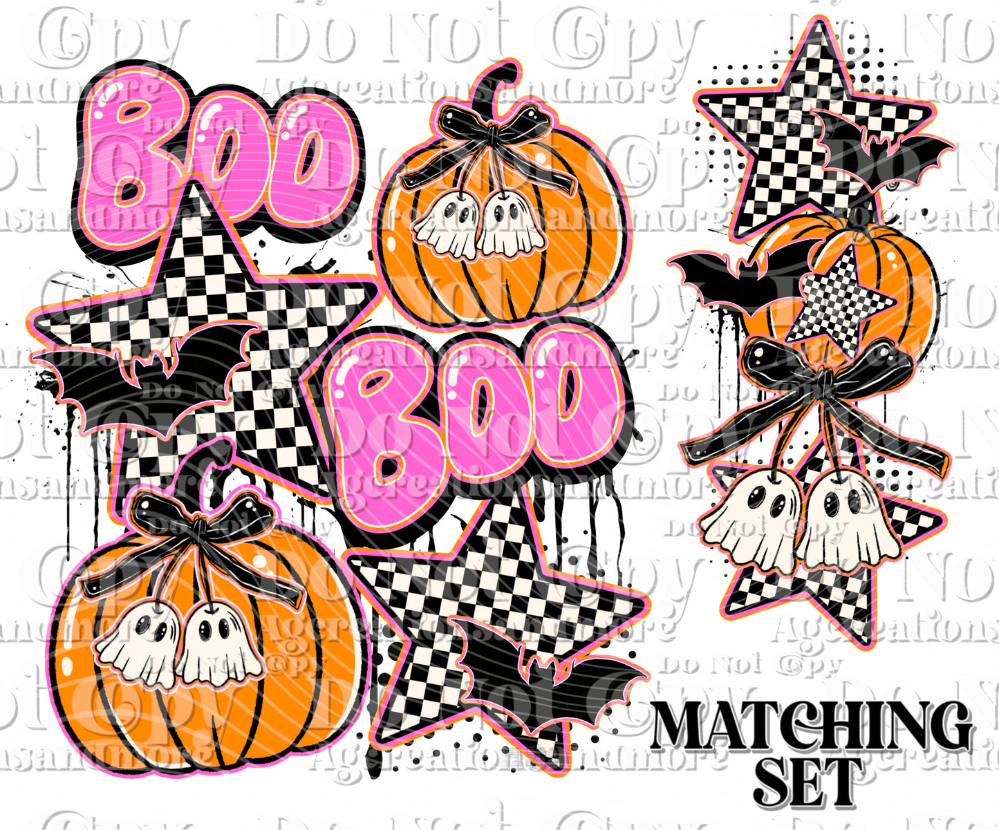 Retro Halloween Ghost Pumpkin Png, Boo Ghost Coquette Png, Halloween Png, Checkered Ghost Shirt