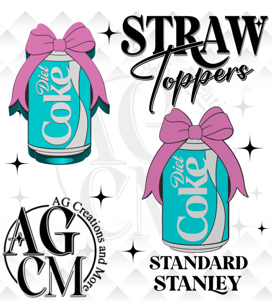 Soda stripe Bow 3D Straw Topper 3MF File
