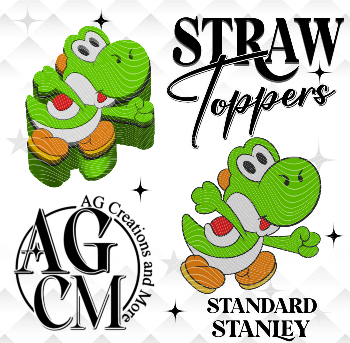 Yoshi 3D Straw Topper 3MF File